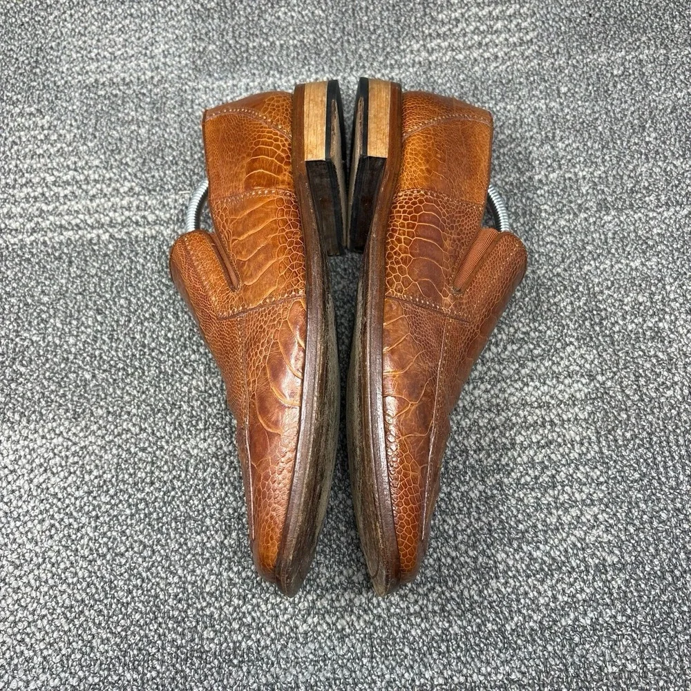 David Eden Men's 11 Genuine Crocodile Ostrich Exotic Leather Loafers Brown
